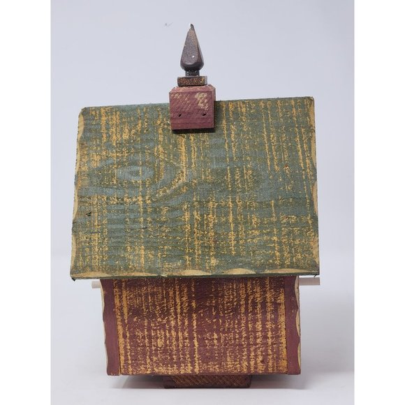 Vintage Home Interiors Wood Birdhouse On‎ A Stand Green And Brown - Picture 3 of 11